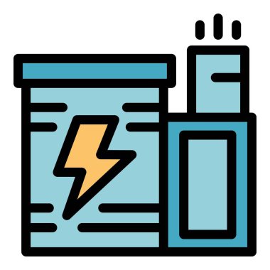 Elektrik üreten ve duman çıkaran basit bir enerji santrali simgesi