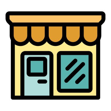 Kapısında kapalı levhası olan küçük bir dükkan vitrininin karikatür çizimi.