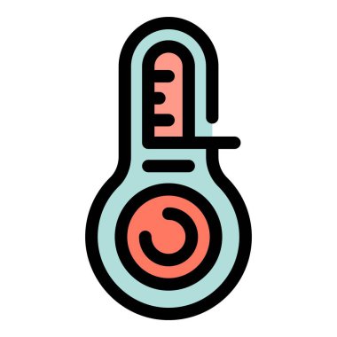 Beyaz arkaplanda izole edilmiş web tasarımı için sıcaklık ikonu vektör anahatlarını ölçen modern dijital termometre