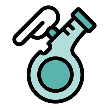 Laboratuvar cam ikonu bilimsel projeler için uygun kimyasal deneyler yapmak için bir matarayı temsil ediyor.