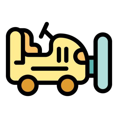 Çizgi film sarı uçak oyuncağı, pervaneli, çocukluğu resmetmek, oynamak ve eğlenmek için mükemmel.