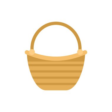 Bu boş hasır sepet ayakta duruyor ve piknik için doldurulmaya ya da market alışverişine hazır.