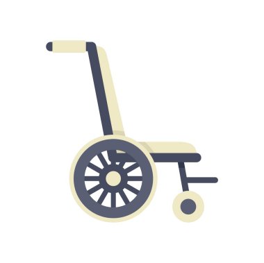 Profil görünümünde boş bir tekerlekli sandalyenin basit vektör çizimi büyük tekerlekler ve ayak dinlenmesi içerir