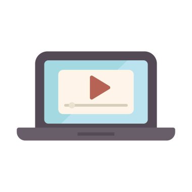 Laptop bilgisayarı görünür bir çalma düğmesi olan bir video oynatıyor