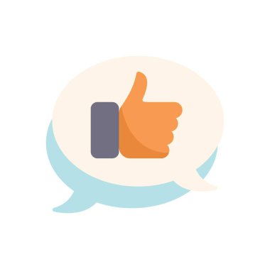 Konuşma baloncuğu bir elin onay verdiğini gösteriyor, onaylanmak için ortak bir sembol.