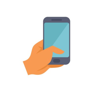 El akıllı telefonu tutuyor ve işaret parmağıyla ekrana dokunuyor.