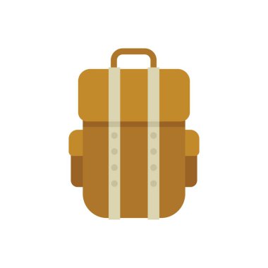 Kahverengi sırt çantası iki yan cepli, seyahat, yürüyüş ve okul malzemelerini temsil etmek için mükemmel.