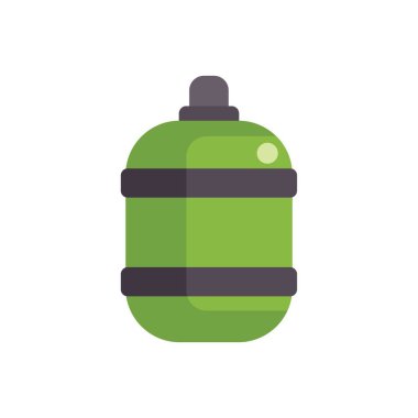 Yeşil metal su şişesi. Yürüyüş, kamp ya da açık hava aktiviteleriyle ilgili projelerinizi göstermek için ideal.