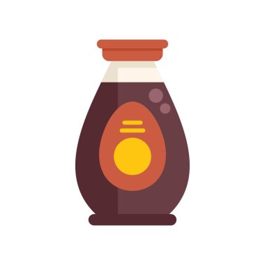 Bu illüstrasyonda bir şişe soya sosu yer alıyor, Asya mutfağının temel malzemesi, genellikle yemeklere tat katmak için kullanılır.