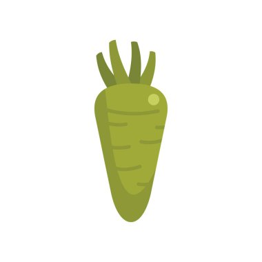 Yeşil havuç, beyaz arka planda izole edilmiş düz stil ikonundan büyür. Sebze sembolü vektör illüstrasyonu