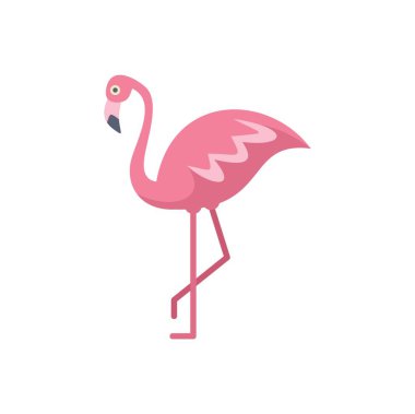 Bu minimalist çizimde pembe bir flamingo tek bacağının üzerinde zarif bir şekilde duruyor.