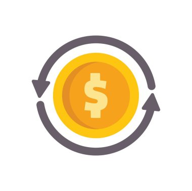 Para dolaşımı kavramı ve oklarla dönen bir dolar para.