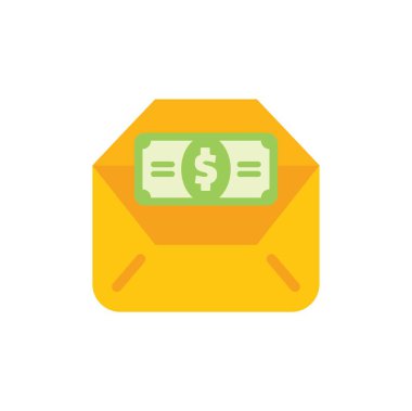Çevrimiçi bankacılığı, para transferini veya ödeme gönderilmesini temsil eden dolar banknotlarını içeren açık sarı zarf