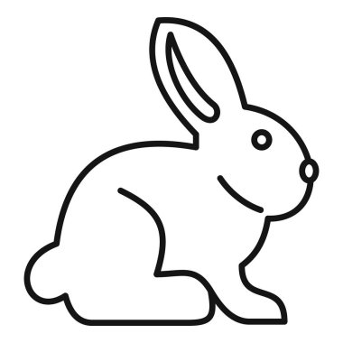 Yan görüşte oturan basit bir tavşan çizimi, minimalist tasarımlar için mükemmel.