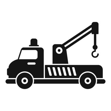 Sıkışıp kalmış sürücülere yardım etmeye hazır bir çekicinin basit siyah beyaz vektör simgesi