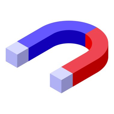 At nalı mıknatısı havada süzülüyor, kuzey ve güney kutuplarını izometrik açıdan gösteriyor.