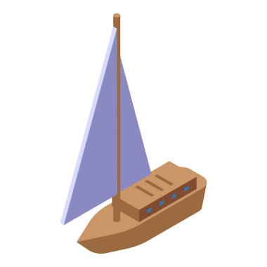 Çocuklar için mor yelkenli basit ve renkli tahta bir yelkenli. Evde ya da küvette oynasınlar diye.