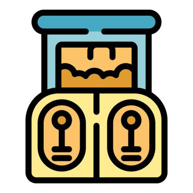 İçinde iki dilim ekmek olan modern çifte ekmek kızartma makinesi. Mutfak aletleri için basit bir tasarım.