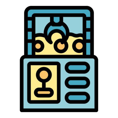 Gıda endüstrisindeki otomasyonu sembolize eden, robot kollu akıllı bir endüstriyel makinenin ikonu.