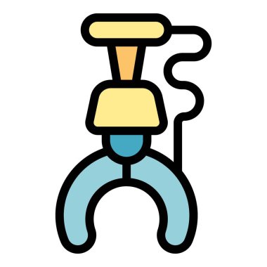 Oyun ekipmanlarını temsil eden boş pençe makinesi tutan robotik kol