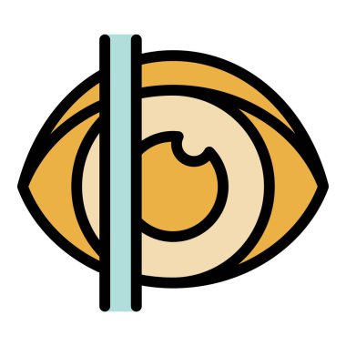 Lazer ameliyatı lazer ışını ile görüşü düzeltiyor. Göz ameliyatını temsil eden tıbbi bir ikon.