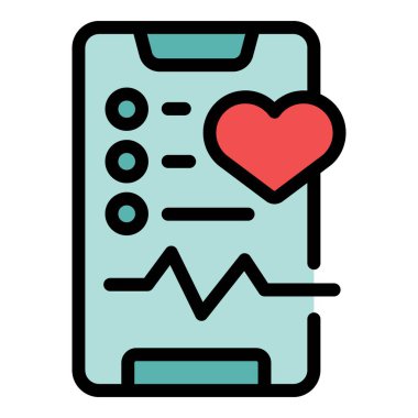 Kalp atış hızı takip uygulamasını kardiyogramla gösteren akıllı telefon mobil sağlık izleme sistemini simgeliyor.