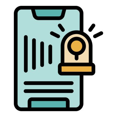 Akıllı telefon, potansiyel güvenlik risklerini ya da acil uyarıları gösteren alarm sinyali simgesi içeren büyüyen bir tablo gösteriyor