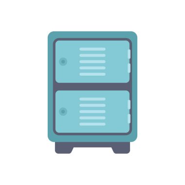 Giysi veya belge depolamak için küçük bir dolabın basit vektör çizimi