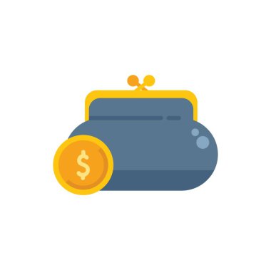 Yanında altın para olan mavi kapalı cüzdan tasarruf kavramını temsil ediyor.