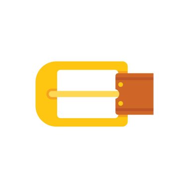 Kahverengi deri kemer kayışını takan altın tokanın basit vektör çizimi