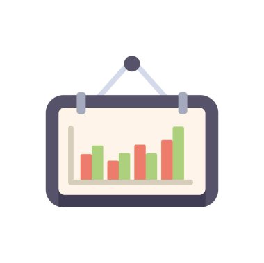 Beyaz arkaplanda büyüyen çubuk grafiği iş bilgi simgesi gösteriliyor