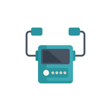 Taşınabilir tıbbi cihaz elektrotlarla hayati belirtileri ölçüyor, kolay işlemler için bir ekran ve kontrol düğmeleri sunuyor