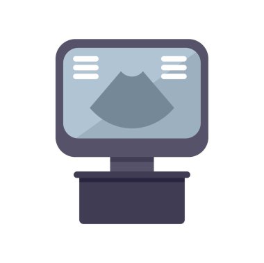 Ultrason cihazı ekranında ultrason görüntülüyor. İç görüntüleme ve tanı için sağlık hizmetlerinde kullanılıyor.