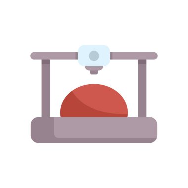 3D yazıcı kırmızı bir yarımküre yaratıyor. Katman katman, eylem sırasında katkı maddesi üretimini gösteriyor.