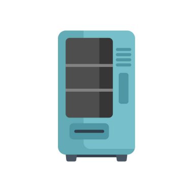 Beyaz arka planda izole edilmiş yiyecek ve içecek sunan mavi otomat.