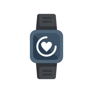 Kalp atışı ikonu, kalp atış hızı monitörü, sağlık takip cihazı konsepti gösteren akıllı saat