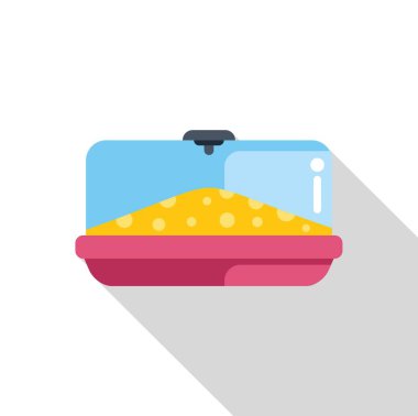 Evcil hayvan hijyeni ve ev eğitimi için içi kum dolu plastik kedi kumu kutusu.