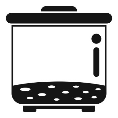 Beyaz arkaplanda izole edilmiş basit bir şekilde buharda pişen elektrikli çoklu tencere yemek simgesi