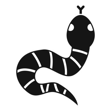 Beyaz arkaplanda siyah çizgili sürünen yılan simgesi