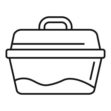 Barbekü partisinde lezzetli yemekler pişirmek için kapağı kapalı portatif ızgara. Basit siyah beyaz taslak.