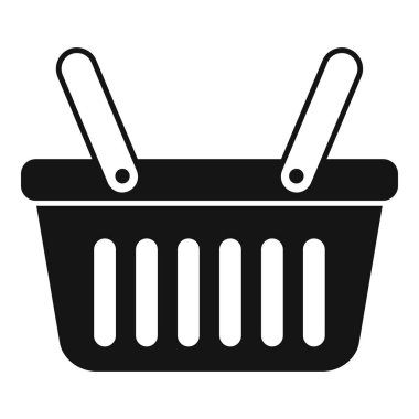 Boş bir alışveriş sepetinin bu basit vektör simgesi perakende, ticaret ve tüketimle ilgili projeler için mükemmeldir.