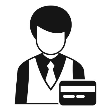 Kredi kartı tutan bir işadamının simgesi, iş ve finans simgesi