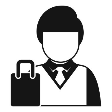 İş adamı elinde çanta simgesi tutuyor, basit stil.