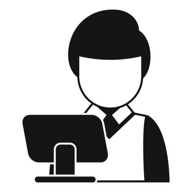 Herhangi bir web tasarımı için yazar kasada basit bir şekilde duran siyah siluet