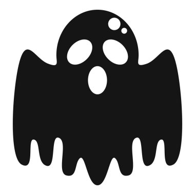 Ağzı açık bir çizgi film hayaletinin basit siyah-beyaz çizimi. Ürkütücü bir ses çıkarıyormuş gibi.