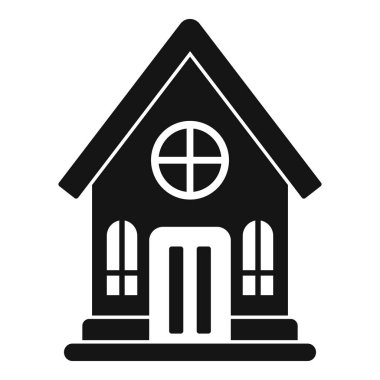 Küçük bir evin bu vektör simgesi birçok kullanım için uygun basit bir grafik oluşturmak için katı şekiller kullanır