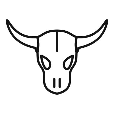 Büyük boynuzlu bir boğa kafatasının basit vektörü çiftçiliği, çiftçiliği ve Amerika 'nın batısını temsil ediyor.