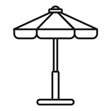 Yuvarlak bir sahil şemsiyesinin basit çizimi gölge sağlıyor.