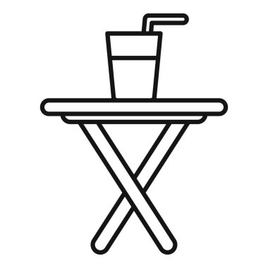 En üstteki simge ana hatları vektöründe tek kullanımlık bardakta duran katlama tablosu