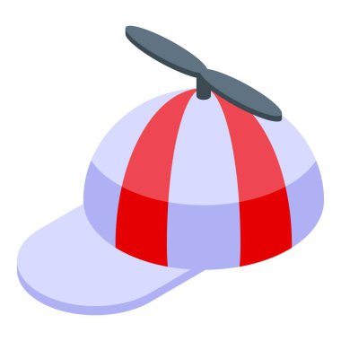 Dönen plastik pervaneli komik çizgili şapka güneşli bir günde çocuklar için mükemmeldir.